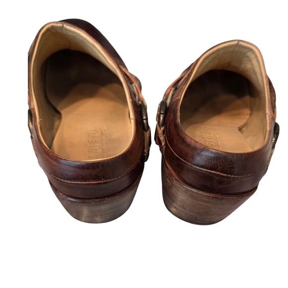 Bed Stu Brown Leather Square Toe Buckle Strap Clogs Mules Women US 8.5 - Picture 10 of 13